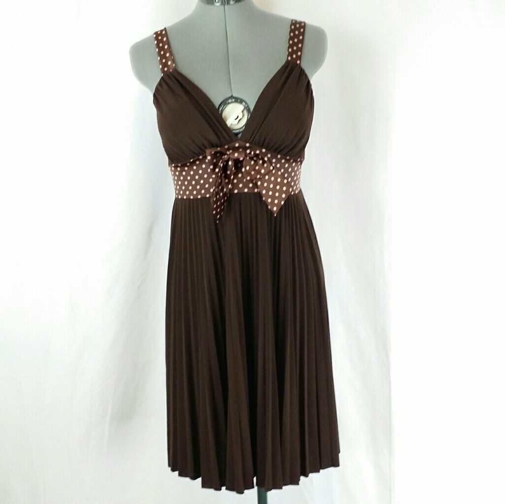 Brown Polka Dot Bow Dress medium